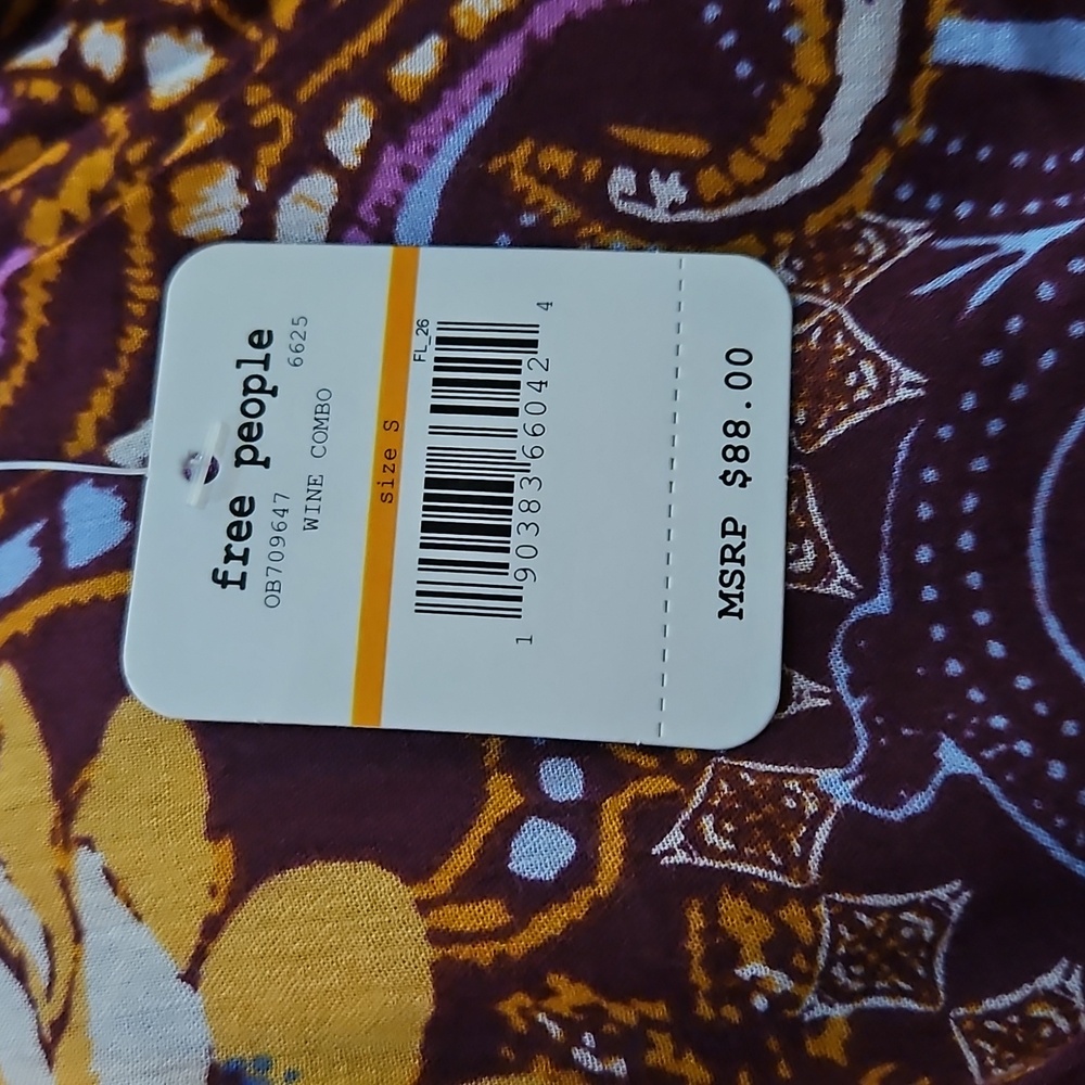Free People Who's Sorry Now Printed Mini Slip Dress Sleeveless Lace Wine Sm NWT - Picture 3 of 15